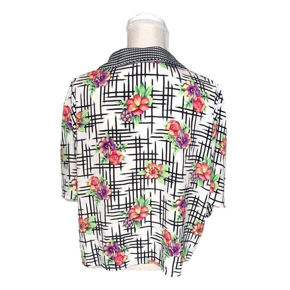 Vintage 1980’s Victoria's Secret Gold Label Floral & Abstract Button Down Shirt - Picture 4 of 11